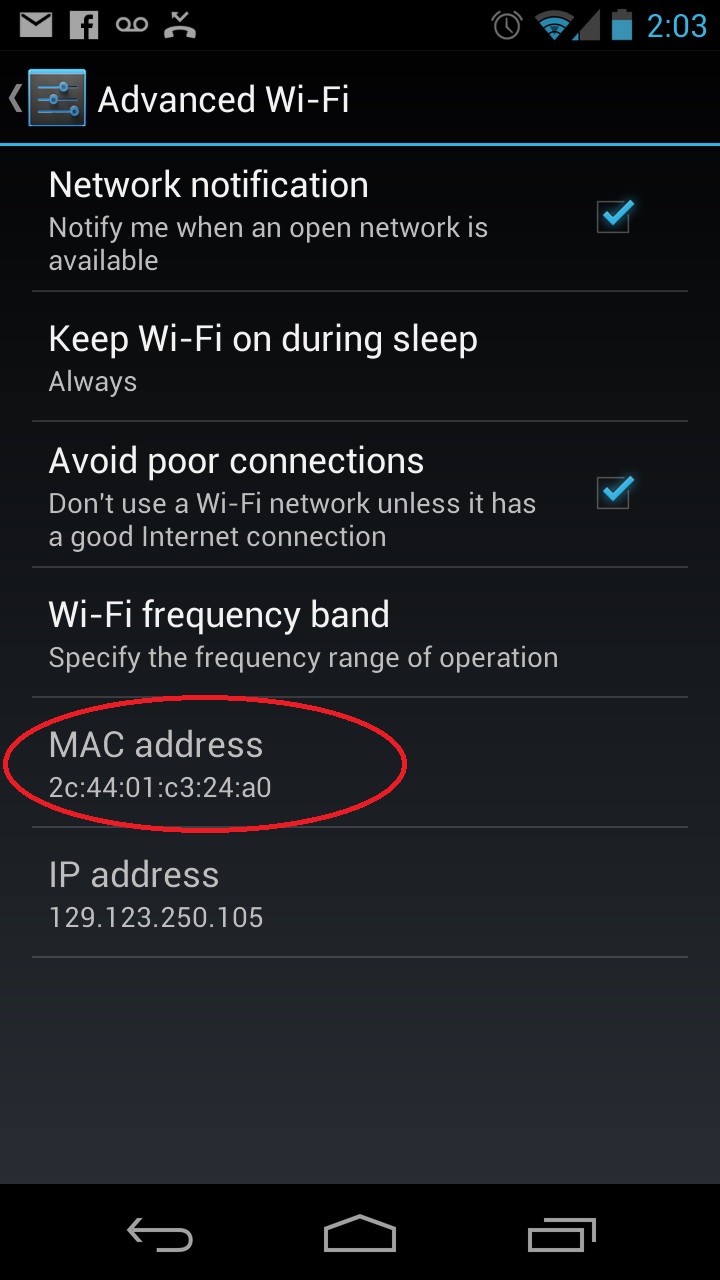Image of Android MAC Address