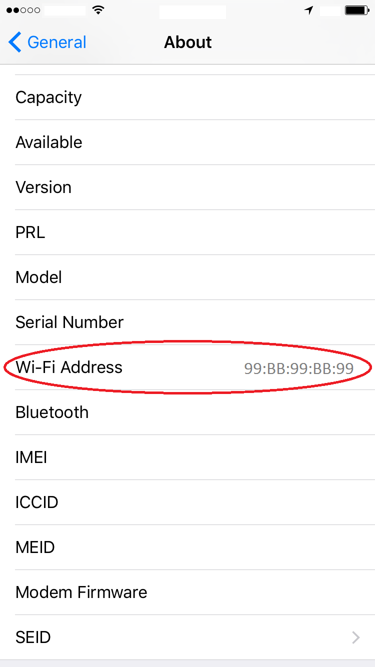 Image of iOS Mac Address