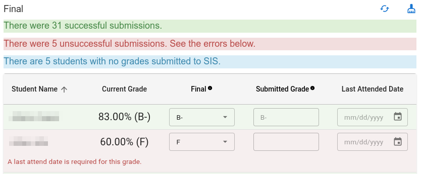 Unsuccessful Submissions Error Message