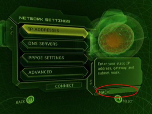Image of Xbox MAC Address
